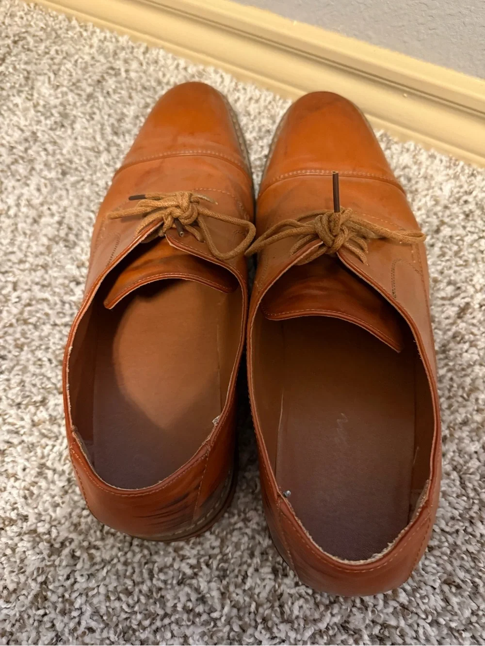 Men's Leather Cap-Toe Derby Shoes - Tan